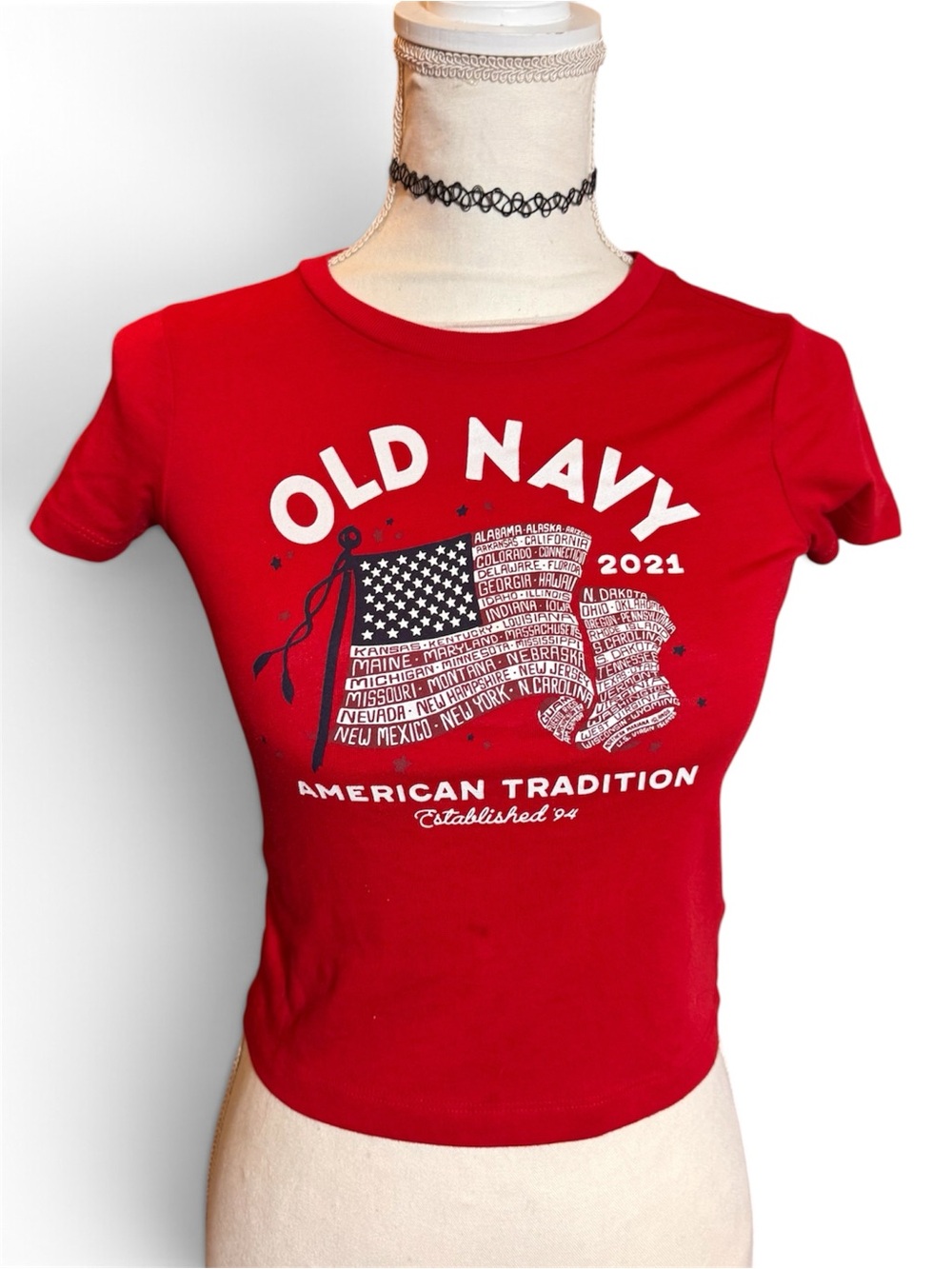 AMERICANA BABY TEE OLD NAVY AMERICAN FLAG 🇺🇸🤍